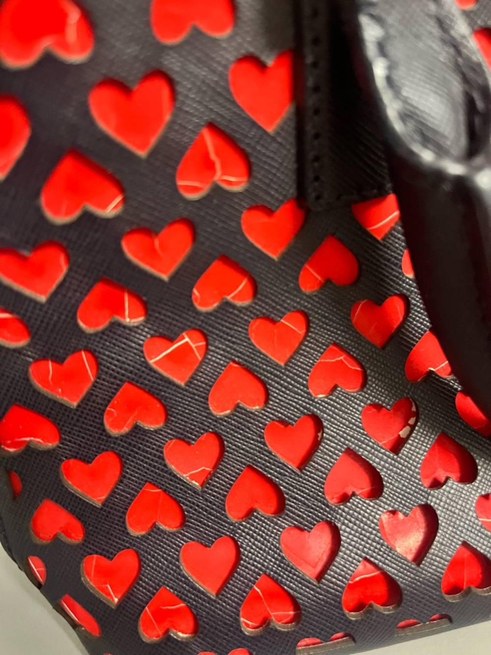 Tory Burch Black Tote with Red Heart Cutouts - Picture 3 of 15